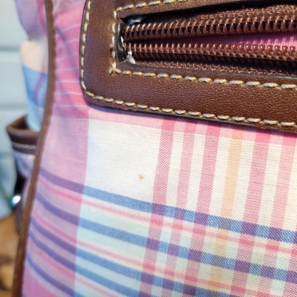 Chaps Bright Bay Pink Plaid Handbag - Picture 4 of 15